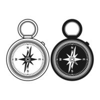 Compass Simple Navigation Tool Flat Black and Outline Style. Compass Icon on White Background. vector
