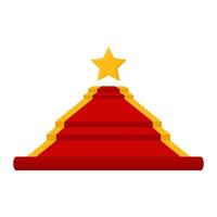 Red Carpet with Golden Stars on White Background. Rolled Red Carpet Element. vector