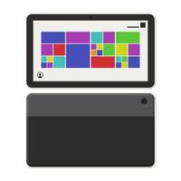 Black Tablet with Interface Display. Front and Back View Tablet. Tablet Icon on White Background. vector