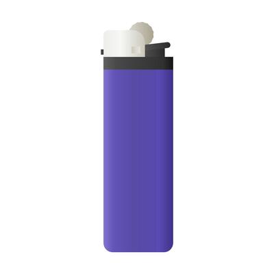 Disposable Lighter on White Background. Smoking Equipment Lighter Element. Simple Lighter Icon.