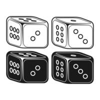 Classic Dice Game Flat Black and Outline Style. Dice Game of Chance Icons on White Background. vector