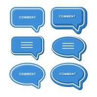 Blue Comment Button Social Media Notifications. Comment Button Icon on White Background. vector