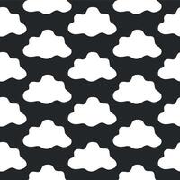 Seamless Pattern of White Clouds on Black background Design. Concept of Abstract Sky, Minimalist Style, Geometric Repetition, Modern Art, Decorative Contemporary Graphic. Print Design, Textile vector
