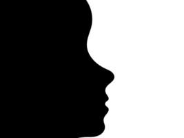 Black Silhouette of a Human Face Isolated on White Background. Concept of Portrait Art, Profile Illustration, Minimalist Style, Graphic Design Element, Child Creative Illustration, Abstract. Print vector
