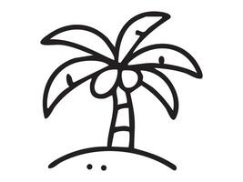 Black outline of palm tree with coconuts, isolated on white background, graphic illustration. concept of tropical, summer, vacation, nature, beach, icon, logo, design element vector