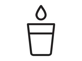 Black outline of a water drop above a drinking glass, isolated on white background, graphic illustration. concept of hydration, beverage, drinking water, purity, icon, design element vector