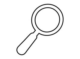 Black Outline magnifying glass icon isolated on white background, illustration. Concept of search, zoom tool, exploration, investigation symbol, minimal line design element vector