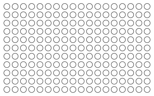 Grid of hollow circles in patterned design, symmetrical arrangement isolated on white background. concept of geometric art, repetitive patterns, abstract minimalist design element, abstract dot grid