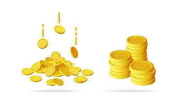 Falling gold coin creating wealth. Business earnings and financial investment growth concept. Internet banking and cryptocurrency savings. vector