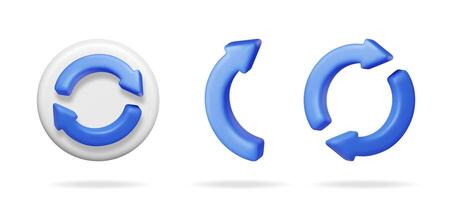 Blue 3d arrow icons set. Refresh, circulation, and cycle concept. Modern graphic design element illustration. vector