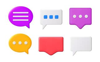 Pack of colorful 3d chat bubbles. Online text message and social media concept. Modern speech bubble icon set. vector