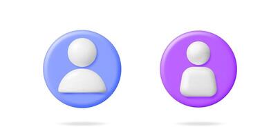 User profile icon set made of 3d elements. Group of male and female avatars with colorful button circles. Contact list symbol for app. vector