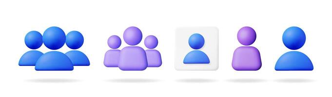 Various 3d illustrations of stylized people icons for user profiles, social network, and team management concept. vector