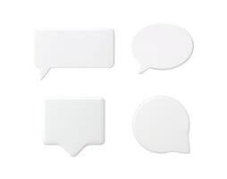 Set of different white 3D speech bubble shapes. Blank chat box frames for message, comment, or notification. Empty text forms for web design. vector