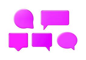 Set of five 3d pink speech bubble icons. Communication and social media message concept. Chat box for feedback or notification. vector