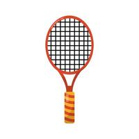 red tennis racket with striped handle illustration isolated on white background vector