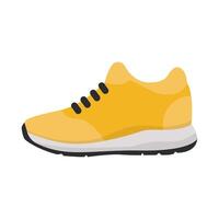 flat illustration of yellow running shoe isolated on white background vector