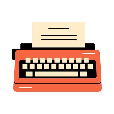 Retro Typewriter with Paper Illustration