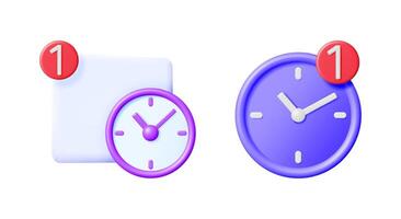Two 3D vibrant icons depicting an important timed event and a scheduled reminder. Time management and productivity concept for app design. vector