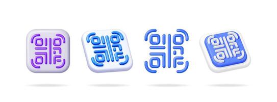 Digital verification 3d icon set. Electronic authentication illustration. Online security and identification concept for access. vector