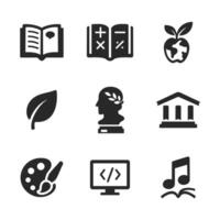 Solid icon vevtor set of education subject icons. vector