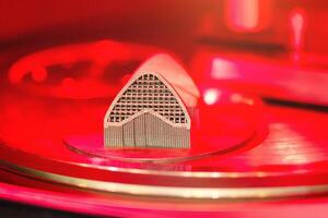 Object printed on metal 3d printer. A model created in a laser sintering machine close-up photo