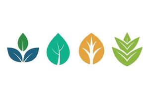 Various leaf icons isolated on white background in different colors vector