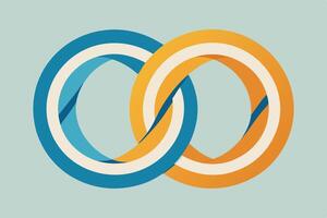 Abstract infinity symbol with blue and orange loops on a light background vector