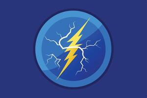 Lightning bolt in a blue circle, symbol of energy and power isolated vector