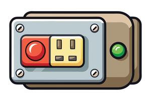 Cartoon power outlet with button isolated on white background vector