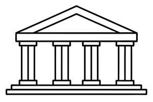 Illustration of a greek temple with columns and a triangular pediment design vector