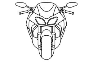 A minimalist line drawing of a motorcycle facing forward in black and white style vector