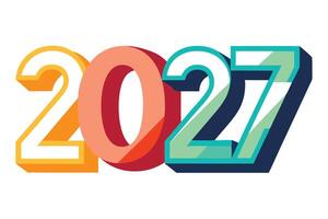 Colorful year two thousand and twenty seven graphic design art vector