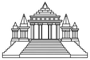 A simple black and white line drawing of a multi tiered temple or palace design vector