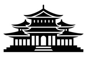 Silhouette of a traditional asian temple structure with multiple tiered roofs style vector