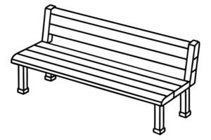 A simple line drawing of a park bench with a white background illustration art vector