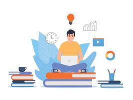 Students use computers to study concept, the students to learn new tools and knowledge vector
