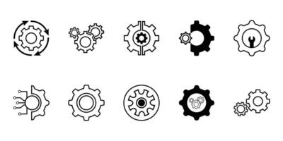 Doodle Set of Maintenance and Setting Icon in Black Color vector