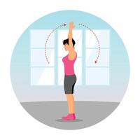 Jumping Jack Exercise.Woman Practicing Stretching Exercise at Home. vector