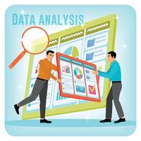 Business Professionals Build a Dashboard and Interact on Advanced Data Analysis Visualization. vector