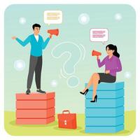 Communication Gap With Characters Using Loudspeakers. vector