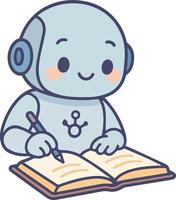 Cartoon Robot Writing in a Notebook vector