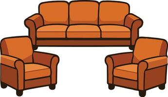 Illustration of a Sofa Set with Armchairs vector