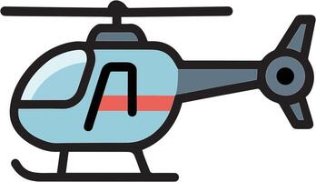Flat Illustration of a Modern Helicopter in Blue and Red Color Scheme vector