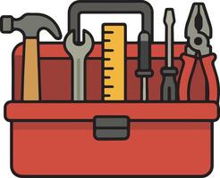 Illustration of a Red Toolbox with Tools vector