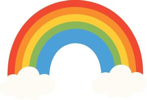 Flat Illustration of a Colorful Rainbow with Clouds vector