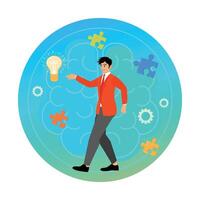 Mind Fitness, A Man Generating Ideas, Problem Solving and Innovation. vector