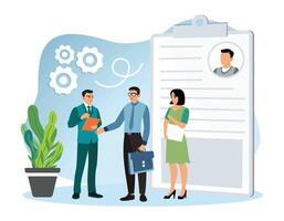 Headhunting looks at the list of job applicants. vector