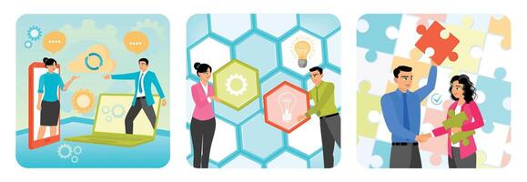 Unified Communication. Project Visual Representation. Mutual assistance program. vector