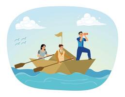 Teamwork and managers in controlling the company to achieve goals. vector